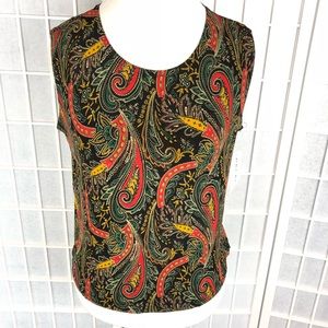 Raphael Red, Yellow, Green Paisley on Black Tank M